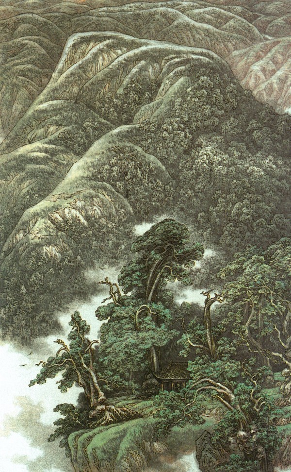 根深叶茂图 群山 树木 山头,山水名画图片-中国