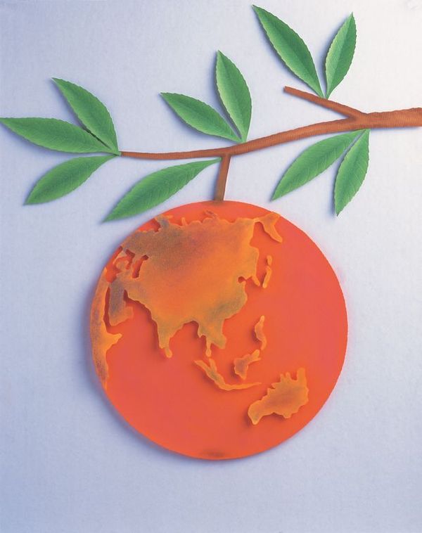 纸雕艺术图片-中国传统人文图 地球 版块 水果