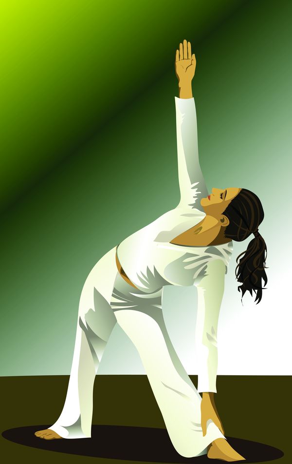 SPA插图图片-休闲保健图 做瑜伽 白色休闲服,