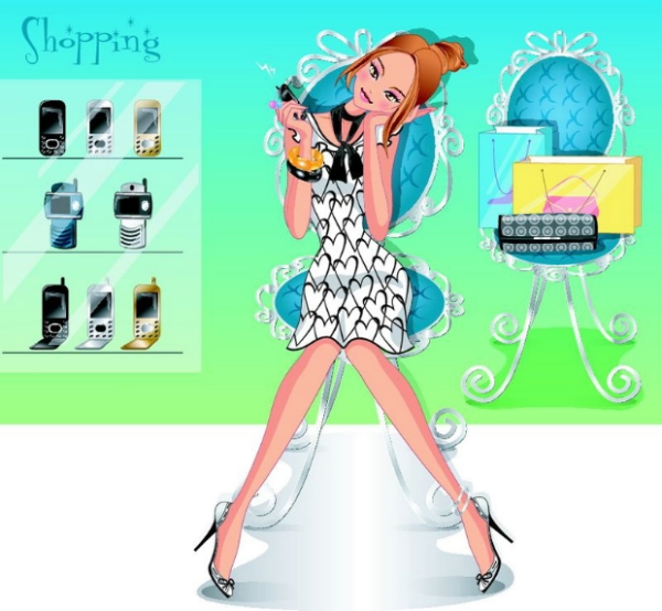 时尚购物女孩图片-时尚生活图 营业员 手机店 